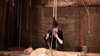 Blonde lesbian caned on hogtie