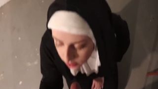 Nun Eats Chocolate and Cream on Halloween